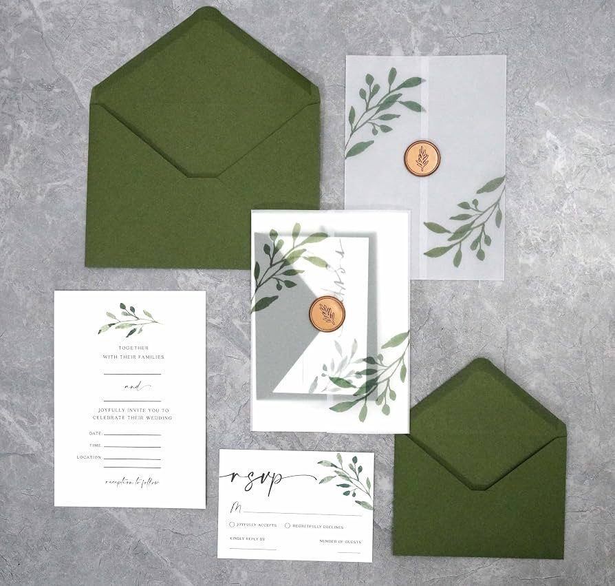 30 Set Wedding Invitations With Envelopes And Rsvp Cards,Greenery Wedding Invitations,Include 5x7... | Amazon (US)