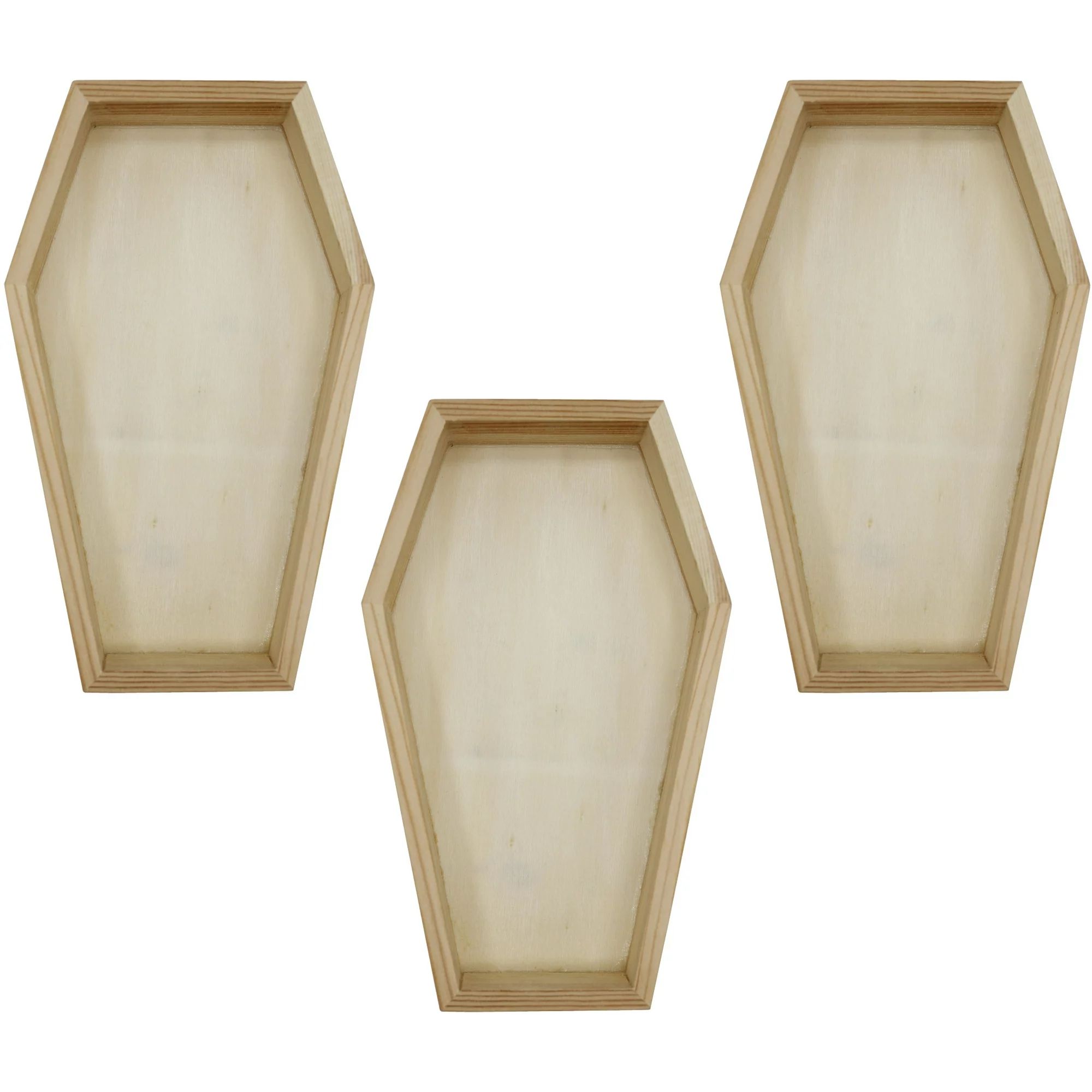 3 Pack of Unfinished Wood Coffin Trays – 8 Inch Coffin Shaped Serving Tray Box, Ready to Paint,... | Walmart (US)