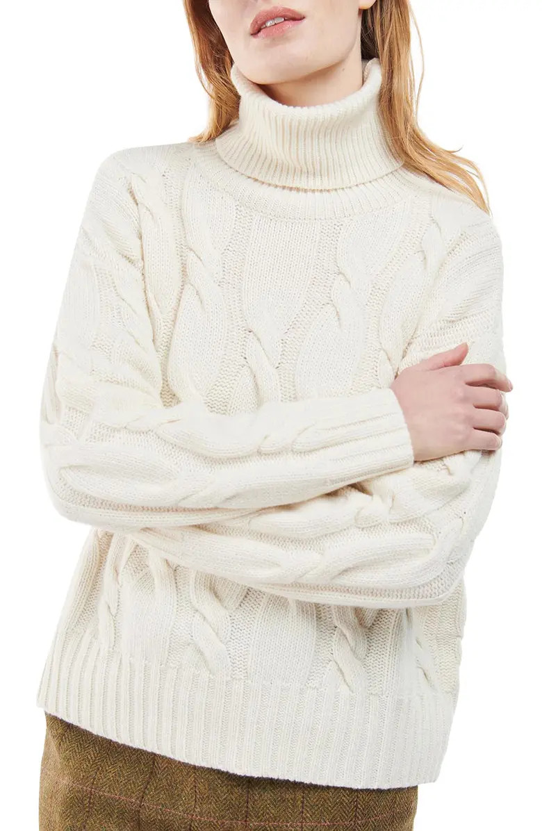 Barbour Pendula Cable Knit Wool Blend Turtleneck Sweater | Nordstrom | Nordstrom