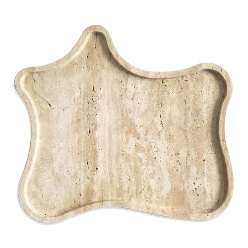 Zononoca Large Natural Travertine Tray, Stone Coffee Table Serving Tray, Irregular Decorative Table Tray for Perfume, Jewelry, Candle, Keys | Amazon (US)