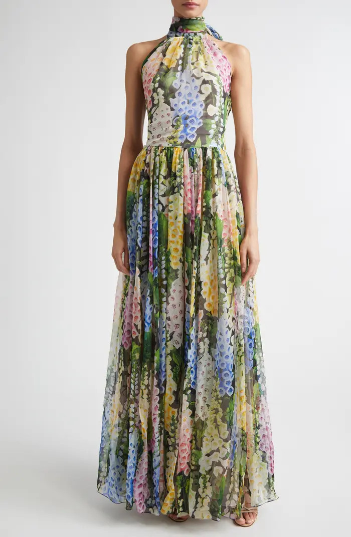 Foxglove Gathered Silk Chiffon Gown | Nordstrom