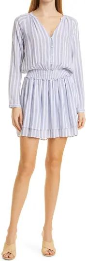 Jasmine Stripe Smocked Waist Long Sleeve Linen Blend Dress | Nordstrom