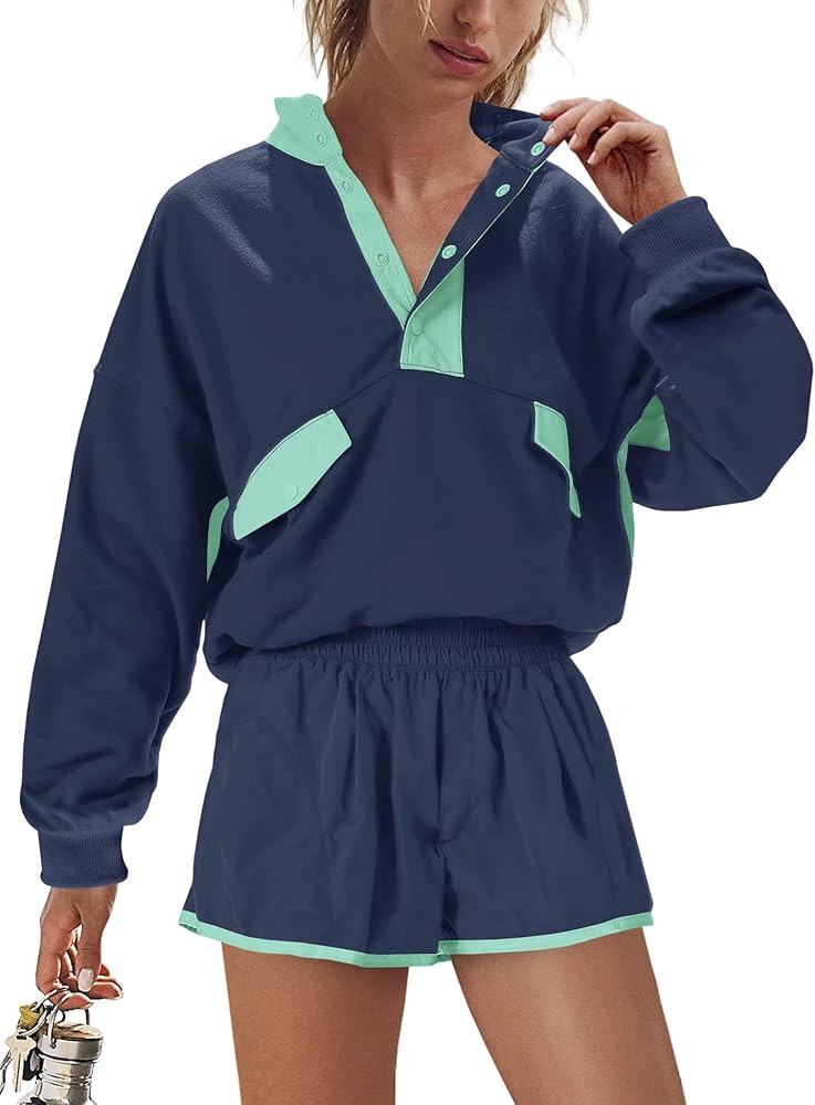 Nirovien Womens Workout Sets Short Athletic Set Activewear 2 Piece Outfits Pullover Sweatshirt an... | Amazon (US)