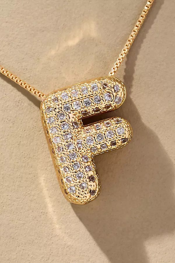 Pavé Bubble Letter Monogram Necklace | Anthropologie (US)