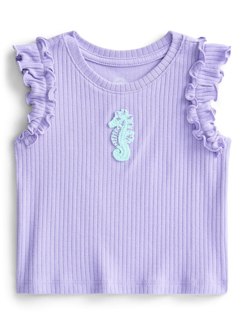 Wonder Nation Baby Girls Flutter Tee, Sizes 0M-24M - Walmart.com | Walmart (US)