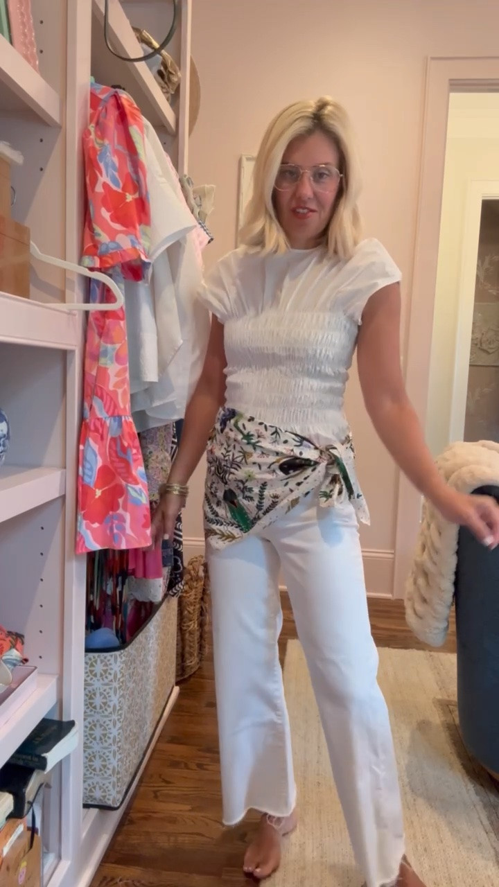 Yall know the scarf that we have worn over & over….well I’m obsessed with this new color!! 
Top - xs
Pants - xs petite ￼

#LTKOver40 #LTKSeasonal #LTKstorytime