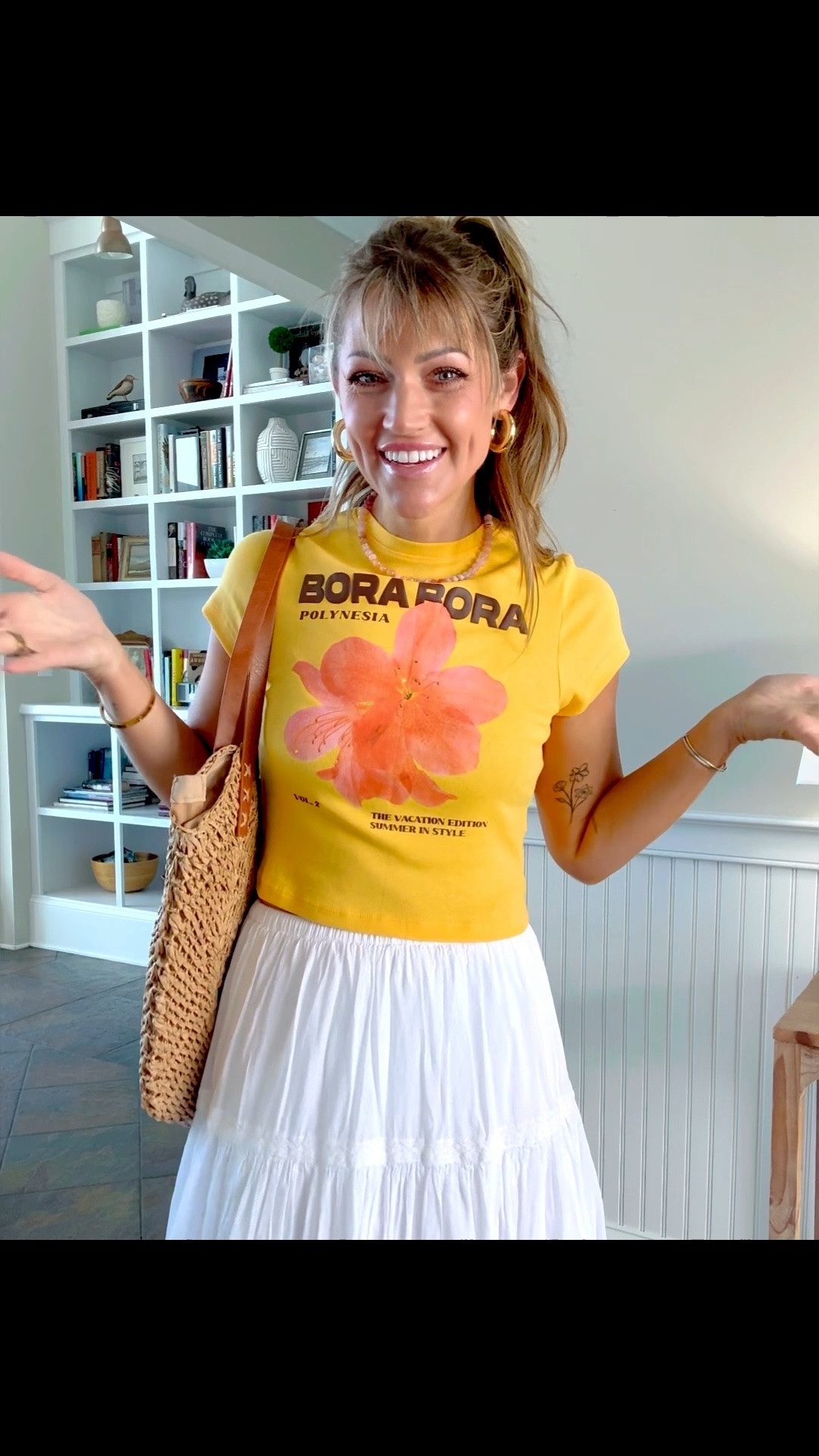 How freakin cute is this?!?! Small tee. XS skirt. 🌺☀️

Vacation outfit
Tropical vacation
Summer trip Walmart finds
Walmart fashion 
Affordable outfits 
Summer outfit ideas