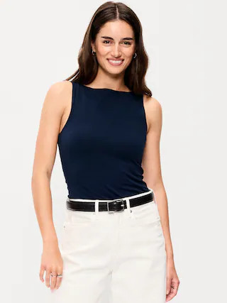 Hug Double-Layer Boat-Neck Top | Old Navy (US)