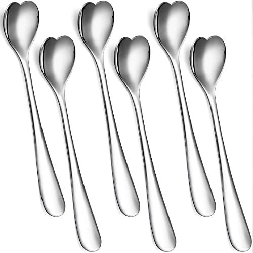 Set of 6 Valentine's Day Dessert Spoons Heart Shaped Spoons Stainless Steel Spoon Mini Coffee Spoons | Amazon (US)