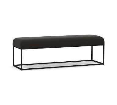 Millie Upholstered Non-Tufted Bench, Bronze Base, Performance Everydayvelvet™ Smoke | Pottery Barn (US)