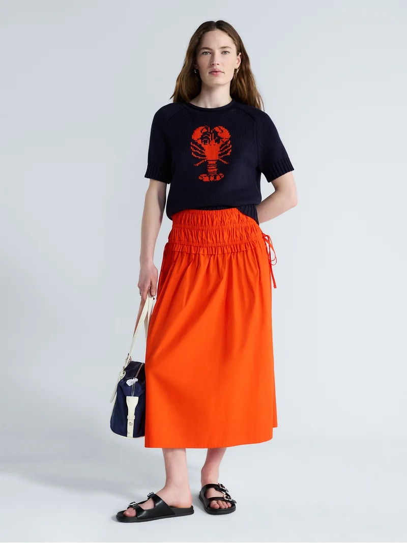 Free Assembly Women's and Women's Plus Smocked Drawstring Cotton Maxi Skirt, Sizes XS-4X | Walmart (US)
