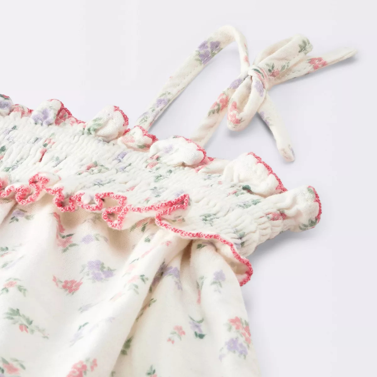 Baby Girls' Floral Smocked Tank Top and Peplum Bloomer Set - Cloud Island™ Cream 18M | Target