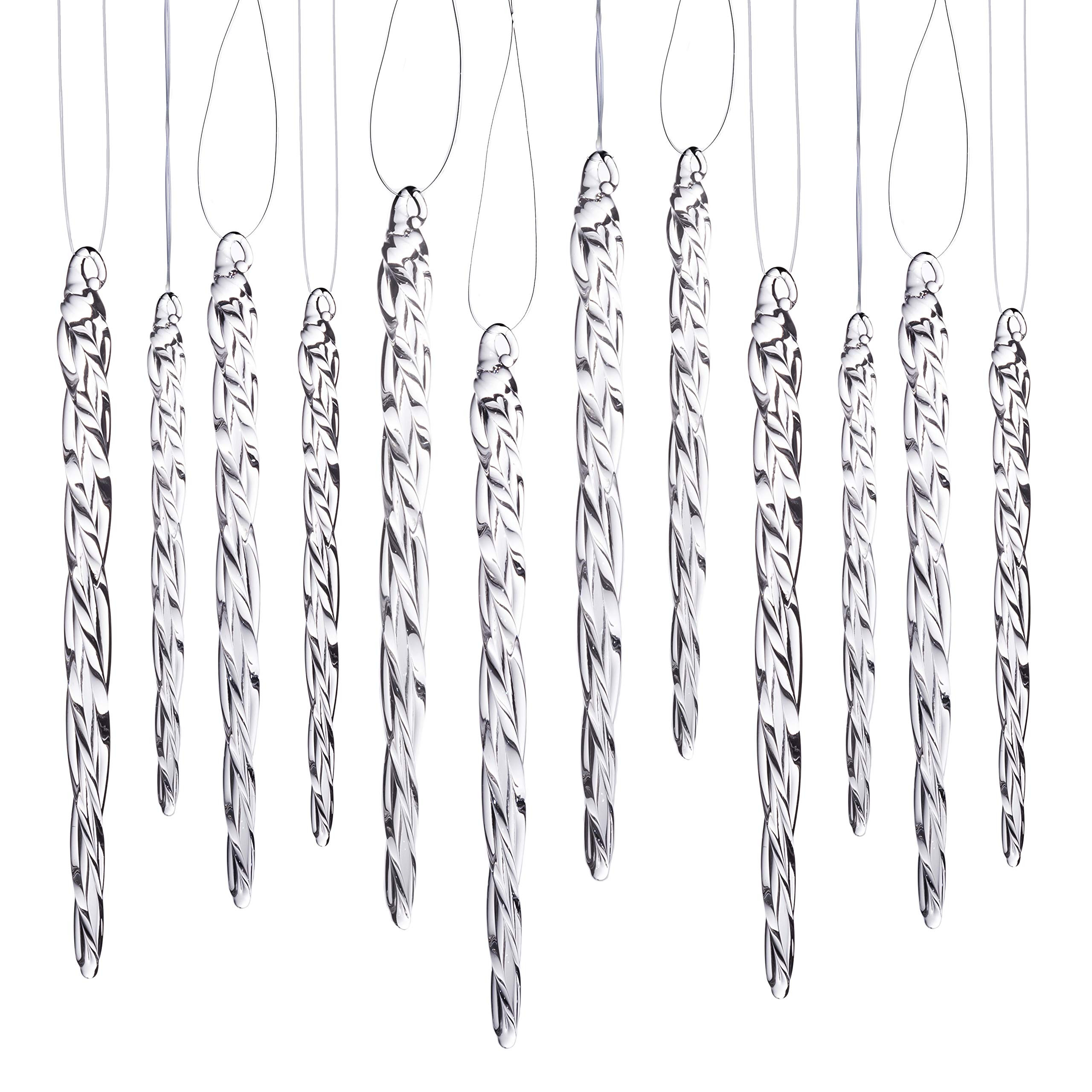 Klikel Glass Icicle Ornaments - Winter Decorations for Christmas Tree - Total 36 Hanging Ornament... | Amazon (US)