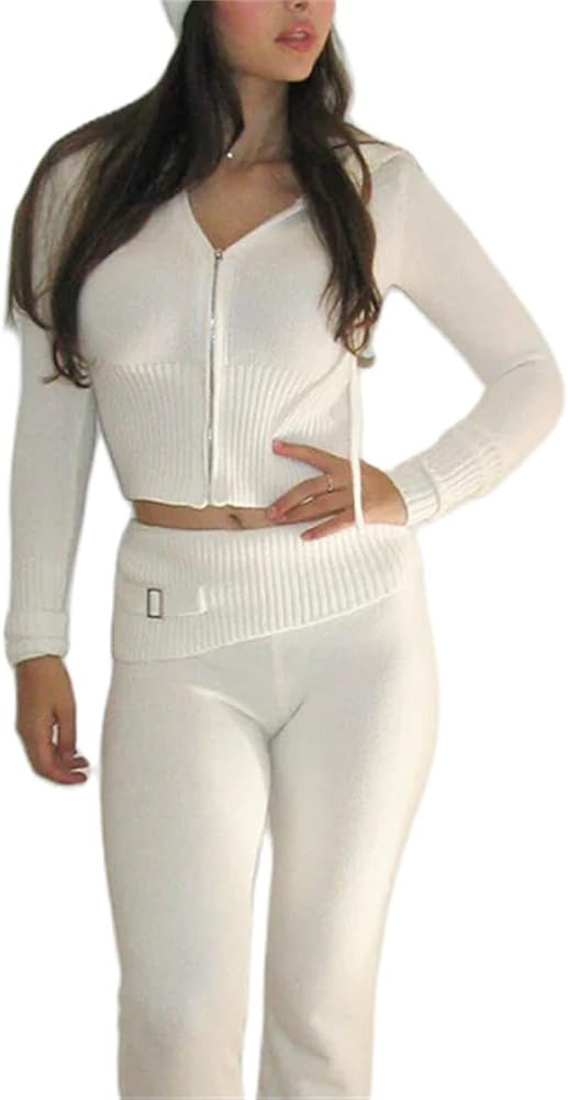 Yuemengxuan Women 2 Piece Floral Sets Y2k Long Sleeve Crop Tops Skinny Tee Shirt High Waist Shorts O | Amazon (US)