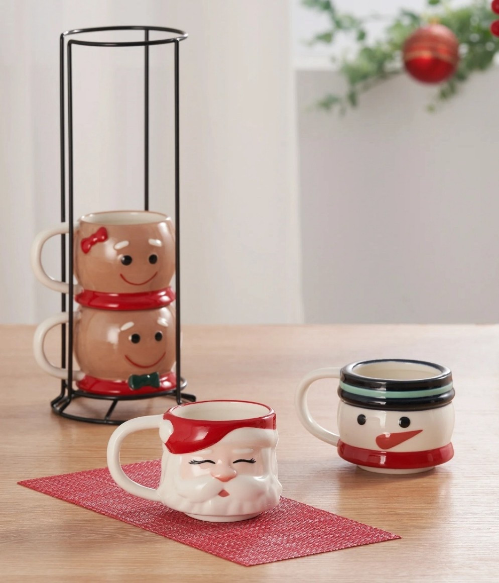 Super Cute & under $13! The mix of Gingerbread, Snowman & Santa is adorable! I have a gingerbread set from a previous year & the mugs in the rack look so cute on the counter! 

Holiday Icons Ceramic Mug Set 13 OZ 4-Piece Holiday Time

Christmas Decor. Christmas Home. 

#LTKSeasonal #LTKHome #LTKHoliday