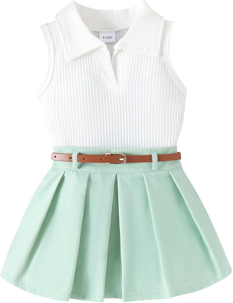 Fernvia Toddler Baby Girl Summer Clothes 1T 2T 3T 4T Ribbed Knit Tops Mini Skirts Set 2Pcs Outfit... | Amazon (US)