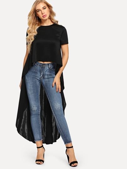 SHEIN Keyhole Back High Low Top | SHEIN