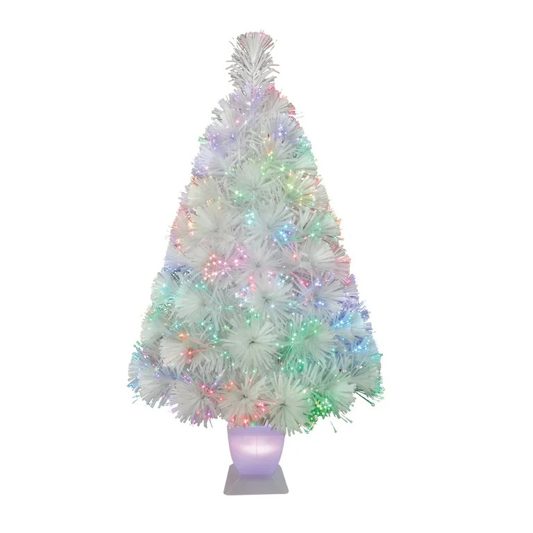 32-Inch Prelit White Fiber Optic Christmas Tree, by Holiday Time - Walmart.com | Walmart (US)