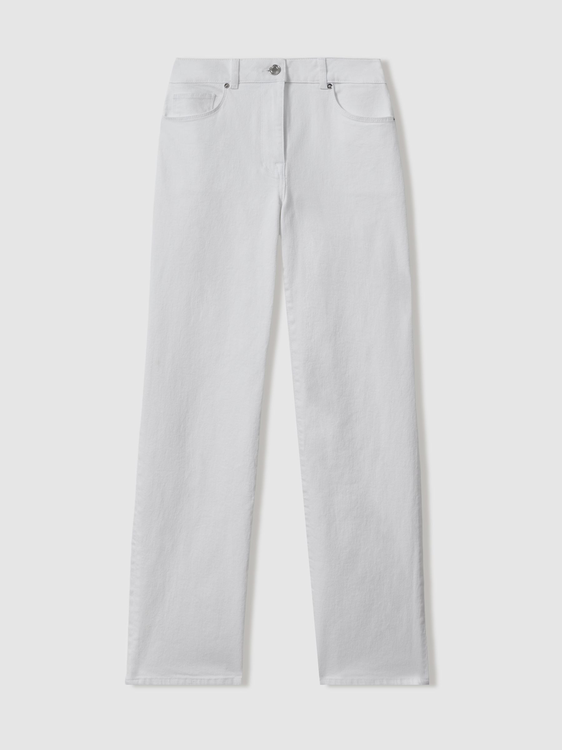 Reiss Mid-Rise Straight-Leg Jeans in White | REISS | Reiss US