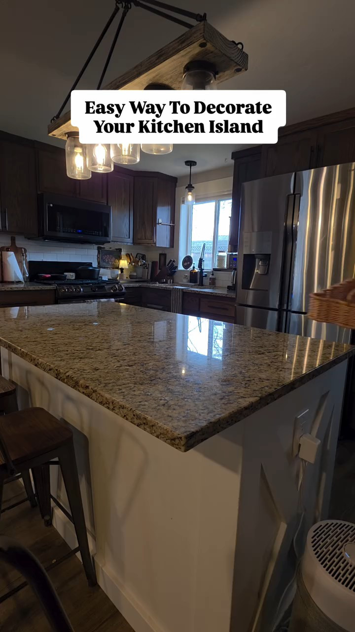 Need an easy way to decorate the kitchen island? Grab a tray and put a fruit bowl, cordless lamp and candle in it. It is easy to remove the tray when you need more space on the island. #kitchen  

 #LTKHome #LTKFindsUnder50