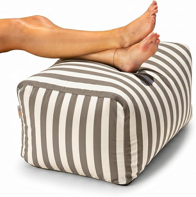 Jaxx Leon Outdoor Bean Bag Ottoman, Taupe Striped | Amazon (US)
