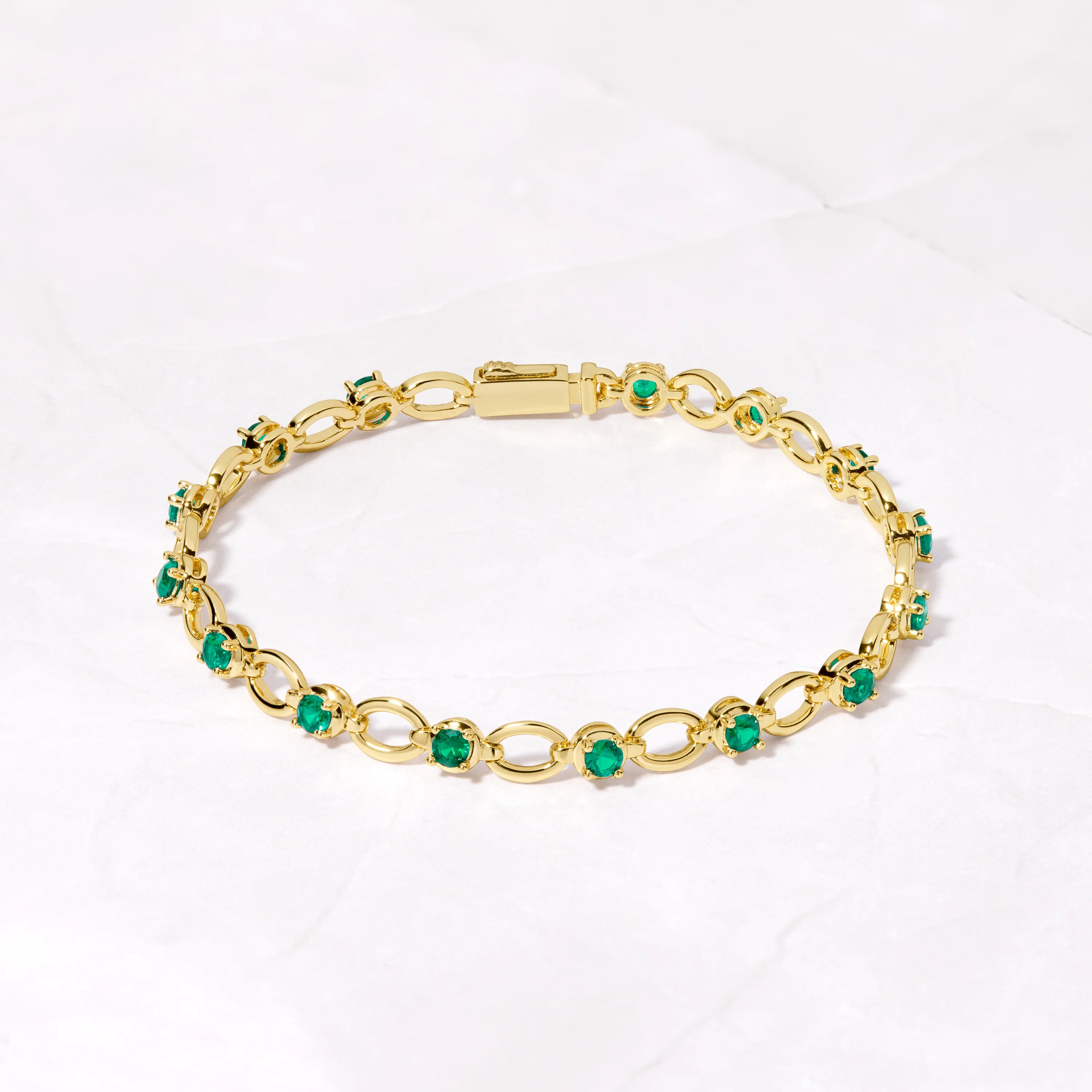 Emerald Chain Tennis Bracelet | Sami Jewels