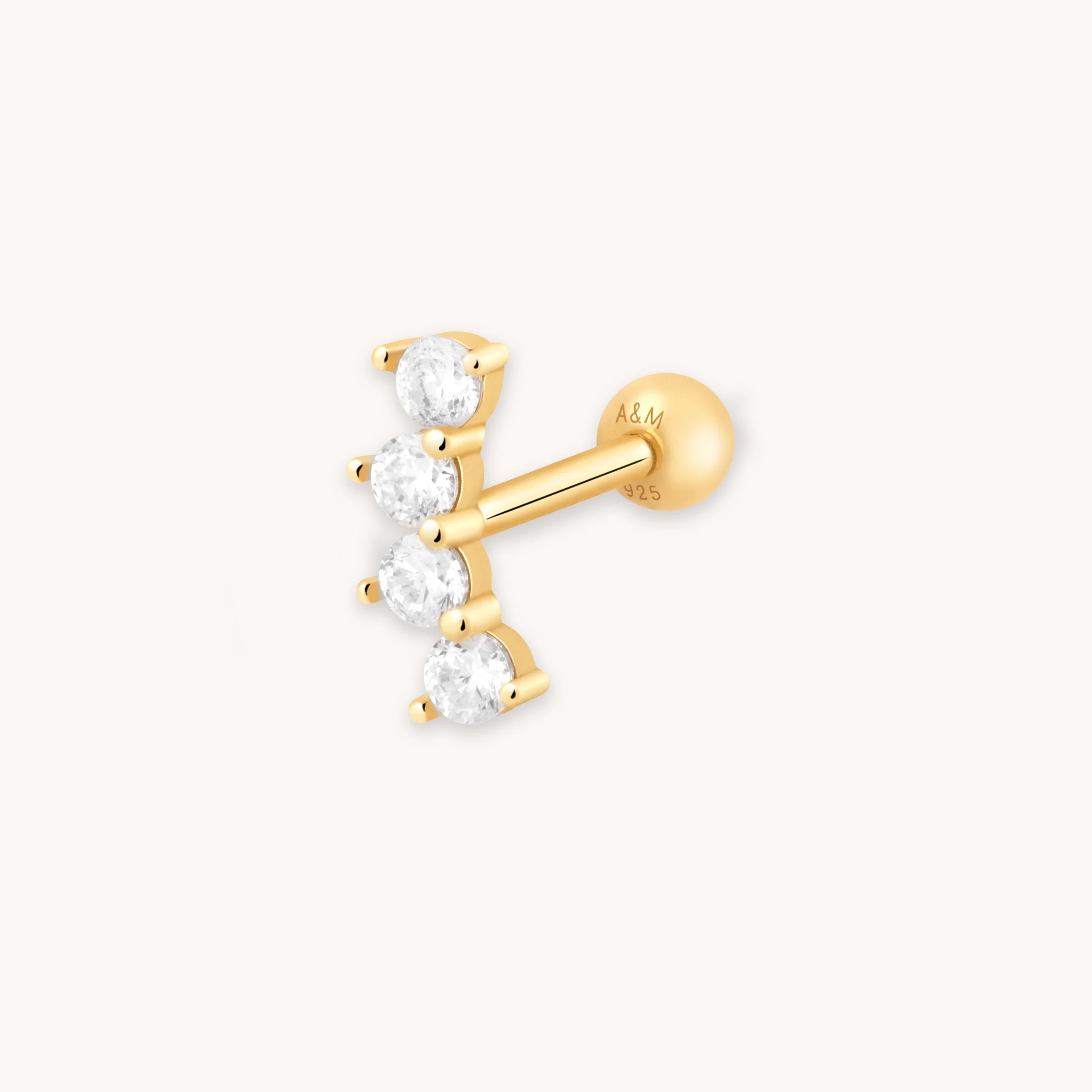 Curved Crystal Gold Barbell | Astrid & Miyu Earrings | Astrid and Miyu