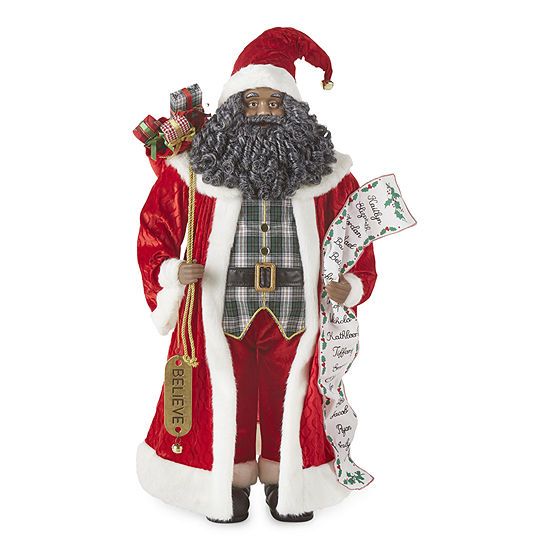 North Pole Trading Co. 36" African American List Santa Figurine | JCPenney