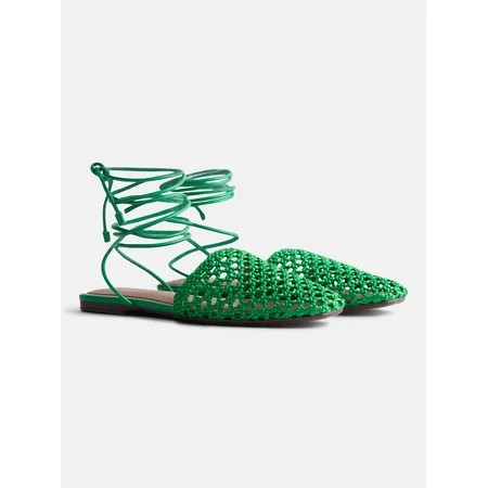 Free Assembly Women's Woven Wrap Slide Flats | Walmart (US)
