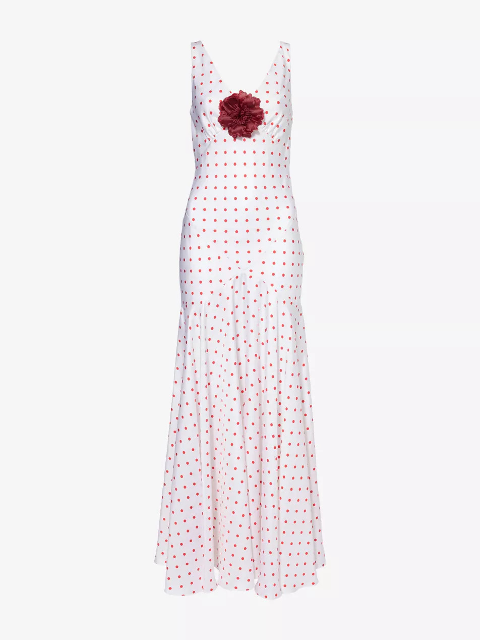 Polka-Dot Sleeveles Silk Maxi Dress | Selfridges