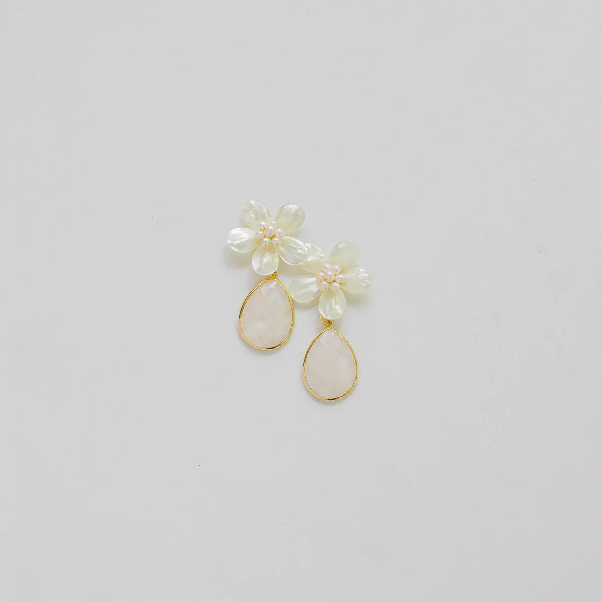 Pearl Flower + White Quartz Drop | Vivian Drew