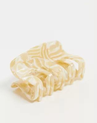 ASOS DESIGN rectangle hair claw in bone | ASOS (Global)