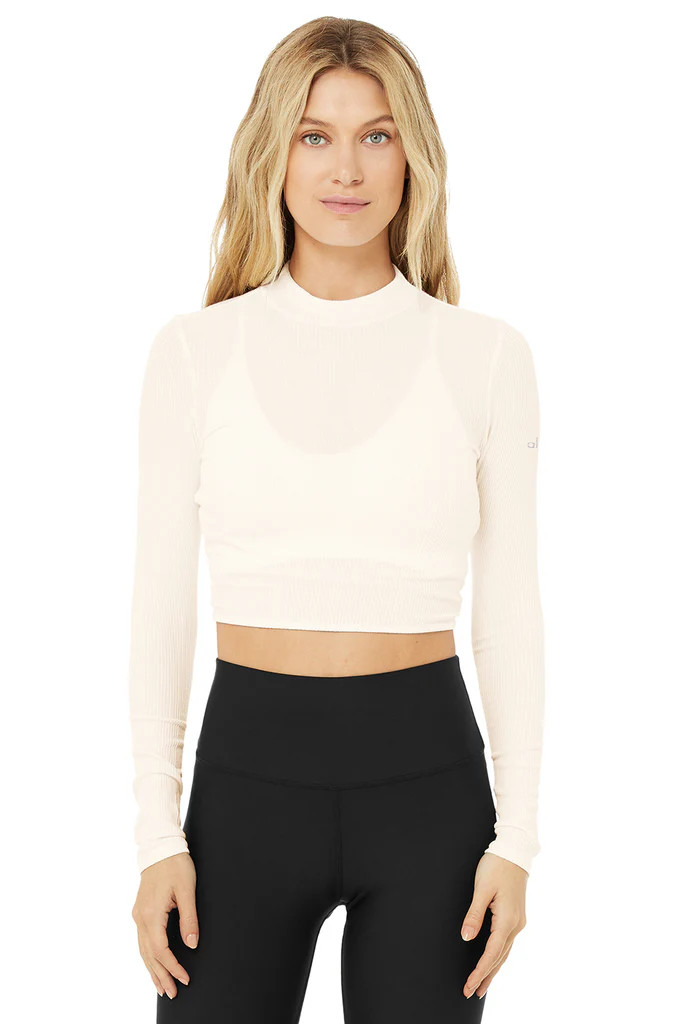 Ribbed Crop Premier Long Sleeve | Alo Yoga (US)