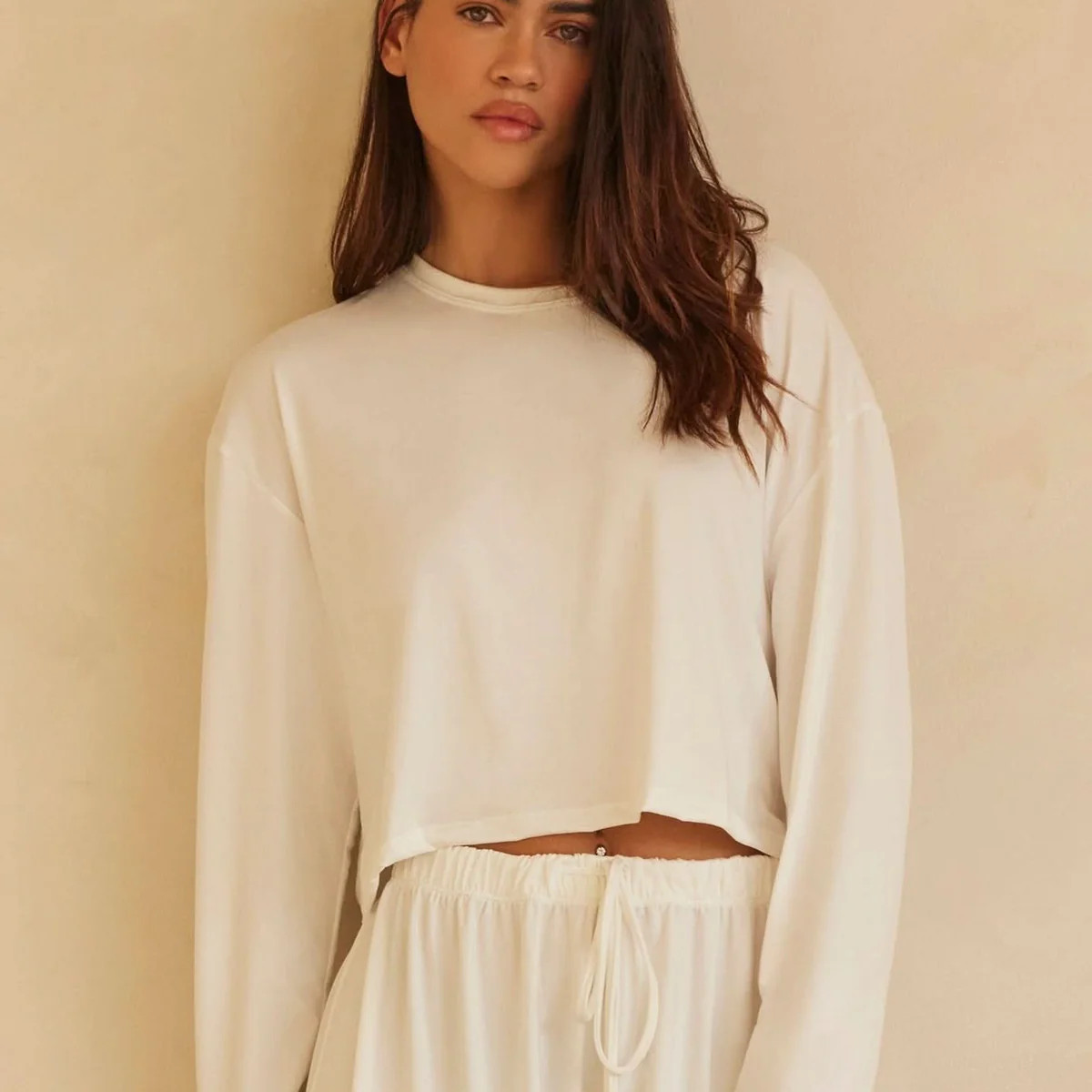 The Cloud Long-Sleeve Cropped Lounge Tee | Shop Maternity Lounge | BUMPSUIT | BUMPSUIT