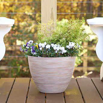 allen + roth Round 15.8-Inches W Medium Orange Resin Indoor/Outdoor Planter with Drainage Holes | Lowe's