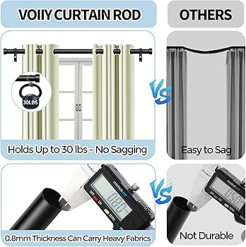 2 Pack Curtain Rods for Windows 48 to 84 Inch(4-7 Feet),Black 1'' Diameter Drapery Rods with End ... | Amazon (US)
