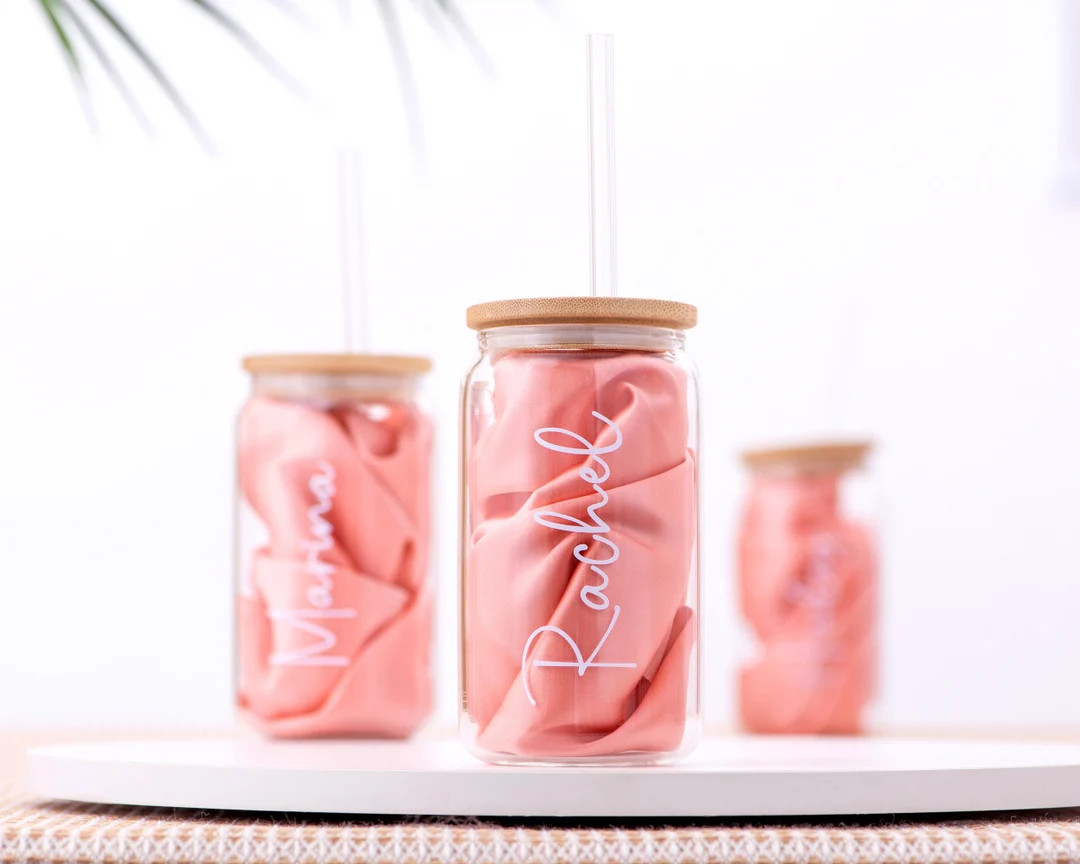 Personalized Iced Coffee Cup With Lid and Straw Bridesmaid - Etsy | Etsy (US)