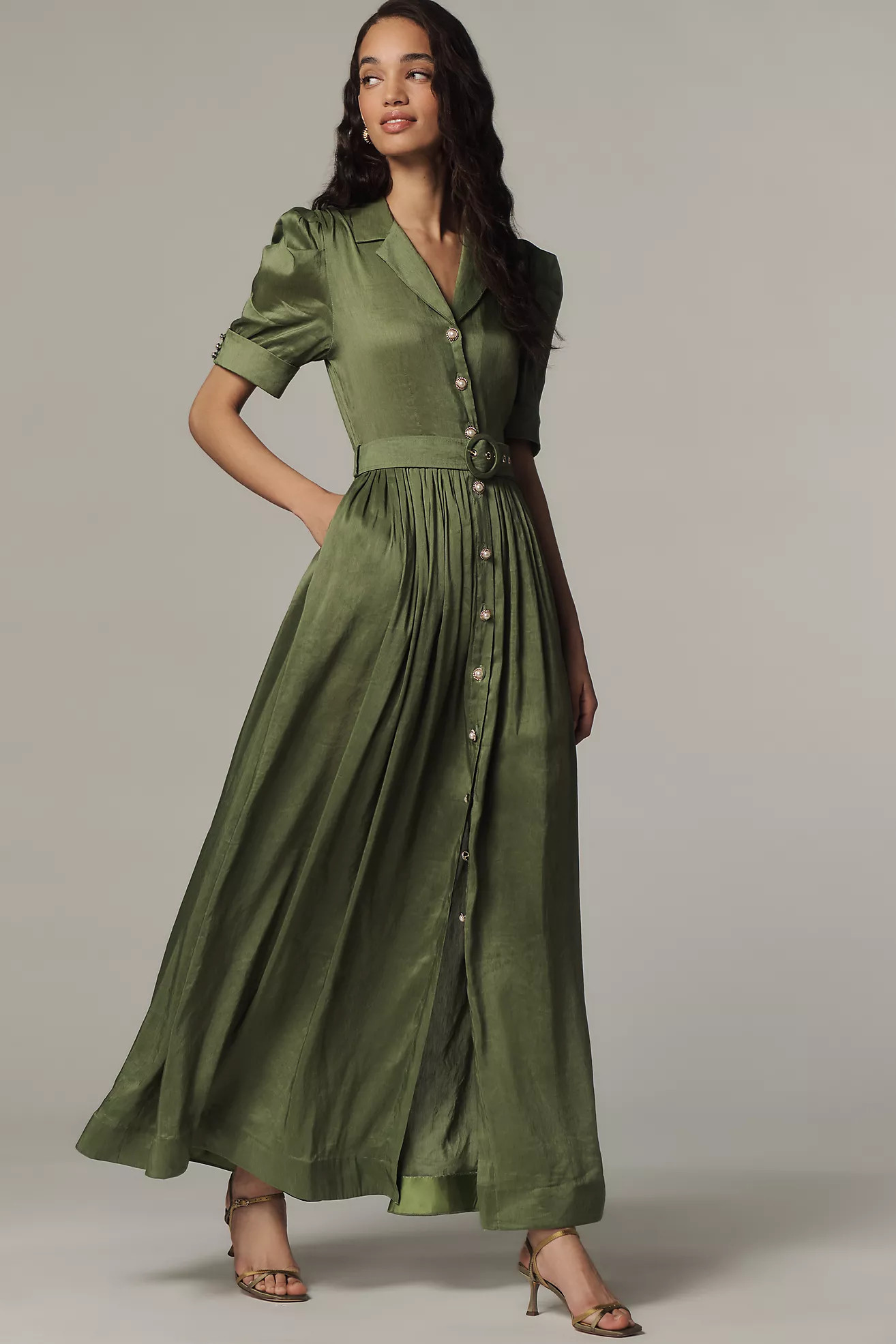 Aqua Blu Eloise Linen Silk Midi Dress | Anthropologie (US)