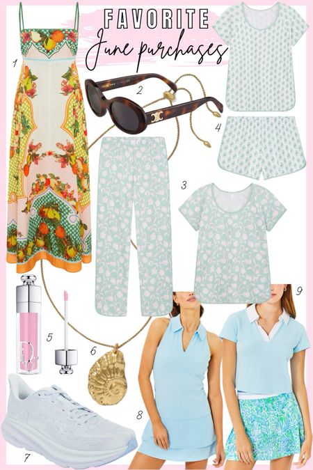 Favorite June buys! Head to styledjen.com for a mini review and sizing details on each item - alemais dress, lake pajamas, Lilly Pulitzer, hoka sneakers, Dior lipgloss, Kendra Scott shell necklace 



#LTKStyleTip #LTKFindsUnder100 #LTKSeasonal