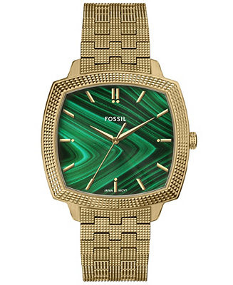 Fossil Unisex Nick Jonas x Machine Luxe Malachite Gold-Tone Stainless Steel Watch, 37mm - Macy's | Macy's