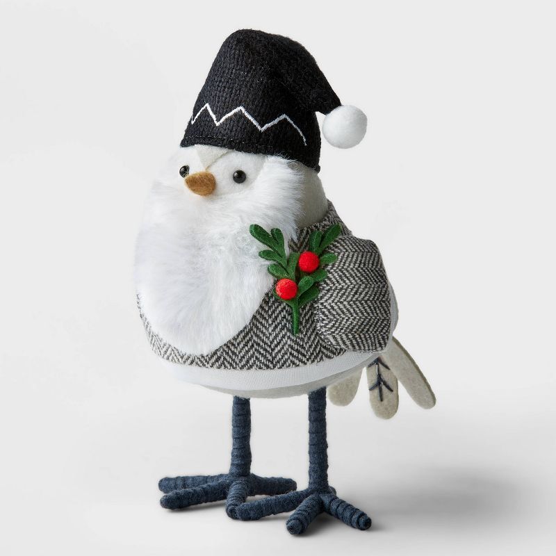Fabric Bird with Black Hat and Holly Decorative Figurine - Wondershop™ | Target