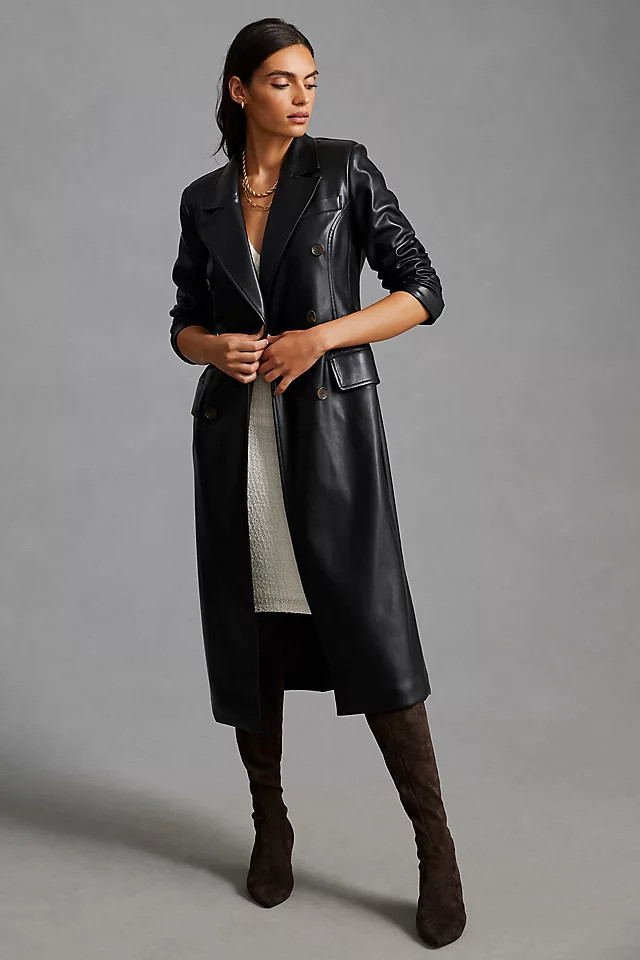 Avec Les Filles Faux Leather Trench Coat | Anthropologie (US)