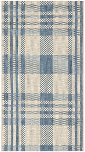 SAFAVIEH Washable Rug Outdoor Courtyard Collection - 2' x 3'7", Beige & Blue, Plaid Pattern, Non-... | Amazon (US)