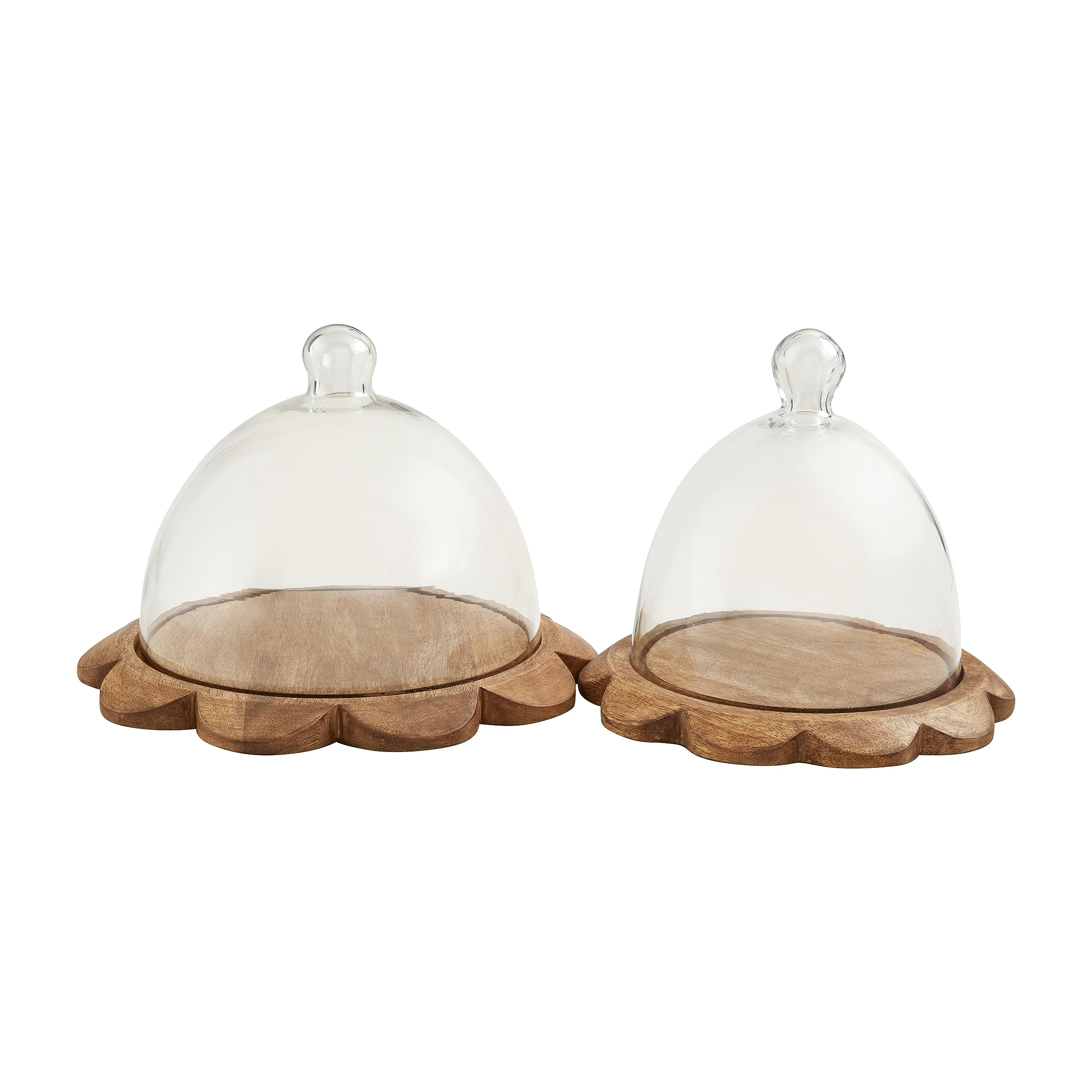Mud Pie Wood Scallop Cloche Set, No Size, BROWN | Amazon (US)