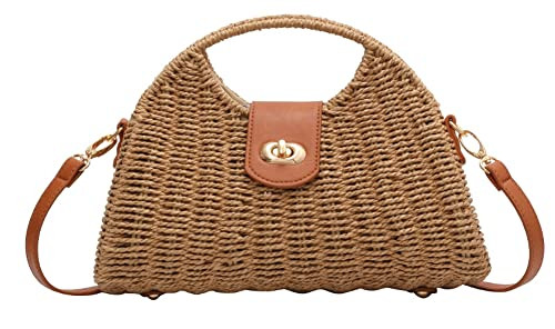 Women's Handwoven Straw Crossbody Tote Bag - Rattan Top Handle Shoulder Handbag for Summer Beach ... | Amazon (US)