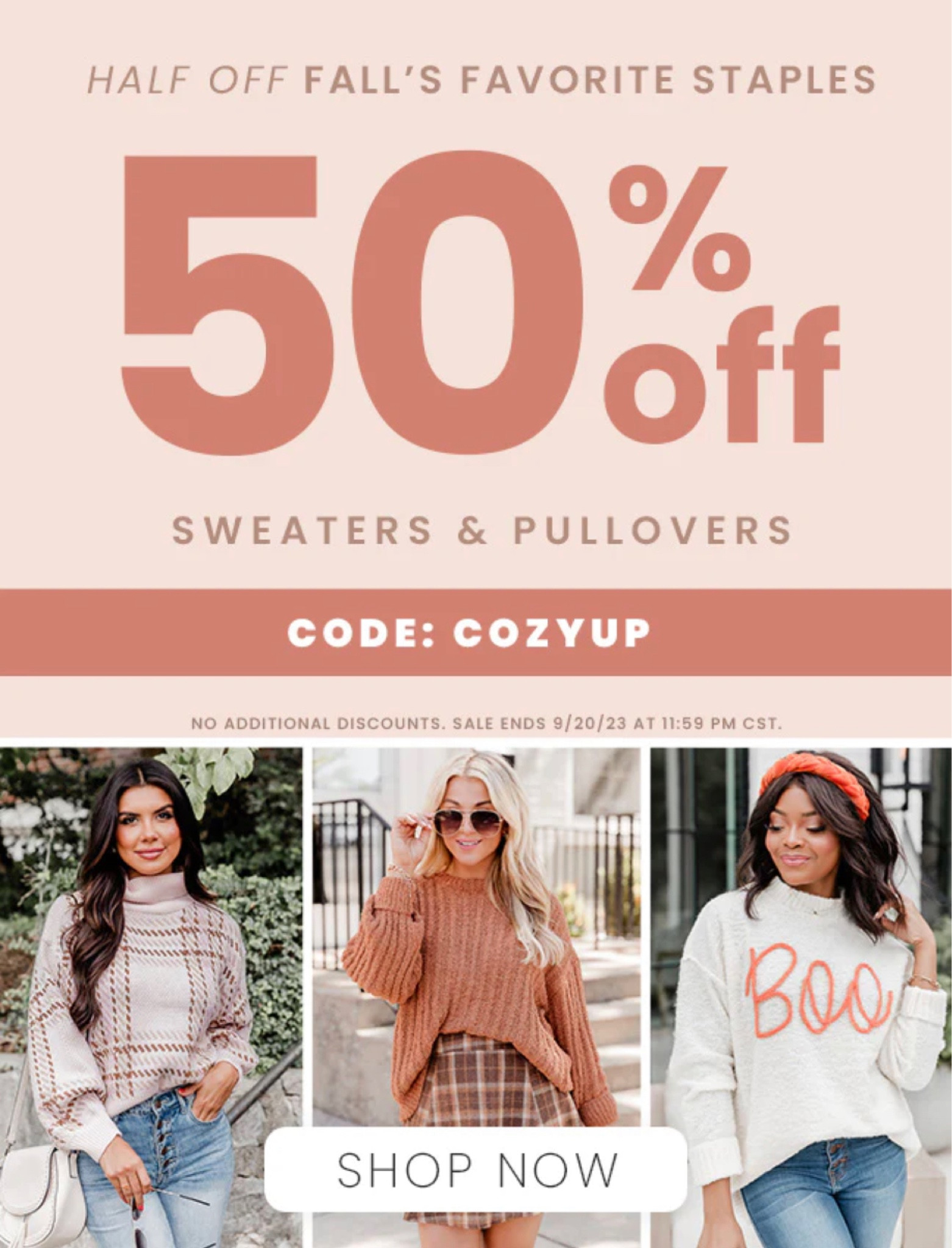 Up to 50% off Fall staples! Use code: COZYUP. But hurry…the sale ends 9/20/23 at 11:59 CST🍂🎃🤎

#LTKmidsize #LTKsalealert #LTKSeasonal