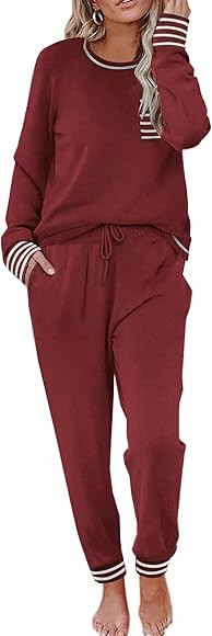 Ekouaer Pajamas Women's Long Sleeve Sleepwear with Long Pants Soft Loungewear Pj Set XS-3XL | Amazon (US)