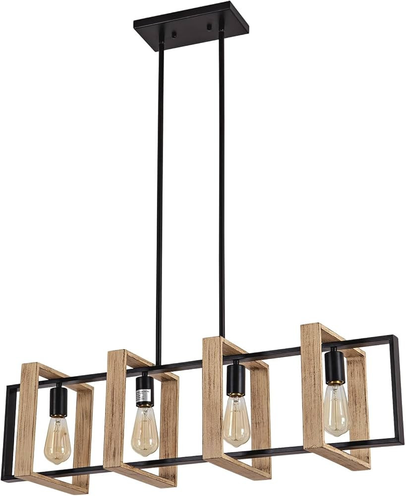 Pendant Lights Kitchen Island 4 Light Dining Room Light Fixtures Over Table White Wood Island Lig... | Amazon (US)