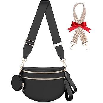 Bum Bags for Women Checkered Crossbody Bag Large Nylon Belt Purse Fanny Packs, Bonus with a Extra... | Amazon (US)