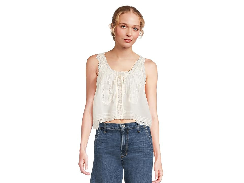 Free People Evermore Tank Top Women's Clothing Ivory : XL (Women's 16), Cotton/Lace/Sheer | Zappos